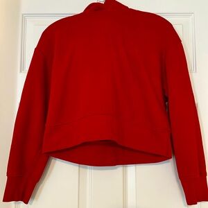 Zara, cropped hooded sweatshirt, red
